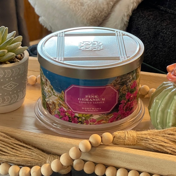 HOMEWORX By Slatkin & Co. Pink Geranium 4 Wick Candle - Picture 5 of 8